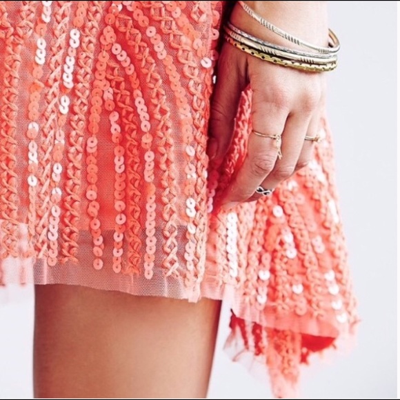 Free People Coral Sequin Dress, Size 4 - Picture 2 of 5